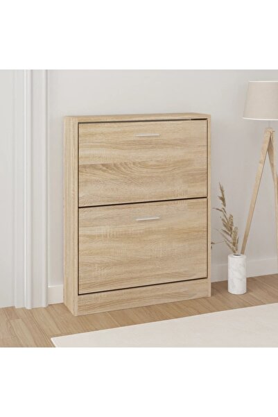 vidaxl خزانة أحذية من خشب البلوط مقاس 59×17×81 سم، خشب هندسي