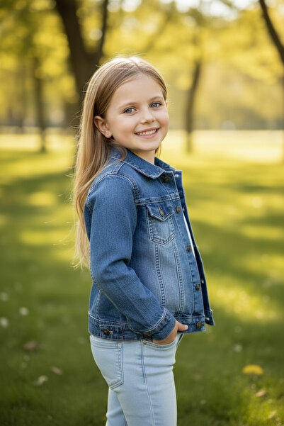 ASL GOLF CLUB Unisex Children's Double Pocket Buttoned Denim Boys' Jacket