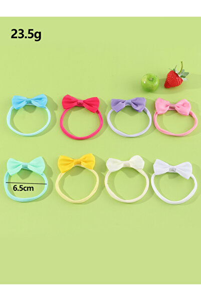Take Two By Styli Set of 8 - Girls Solid Bow Hair Ties