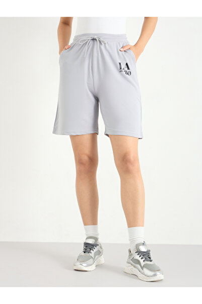 Styli Women Grey Graphic Print Oversized Shorts