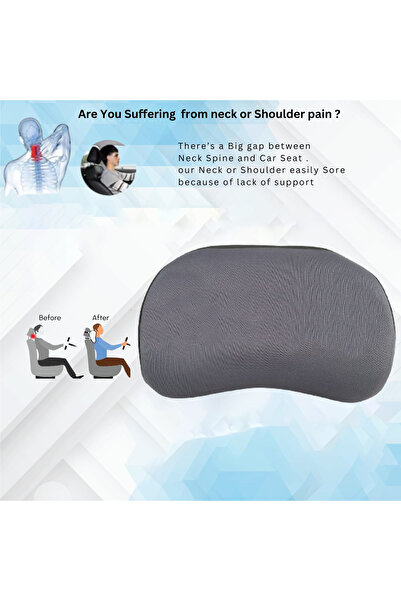 AGC CPL-02 Car Seat Neck & Back Support Cushion (2PCS) – Memory Foam for Comfort & Pain Relief Gray