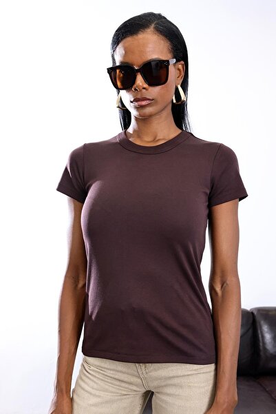 5in1Canpolat Brown Fit Basic T-Shirt