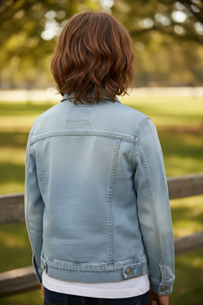 ASL GOLF CLUB Unisex Children's Double Pocket Buttoned Denim Boys' Jacket