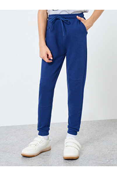 Styli Teens Blue Cotton Knit Ottoman Joggers