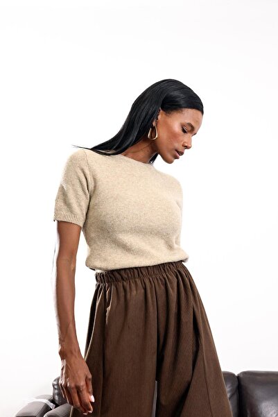 5in1Canpolat Mink Glitter Short Sleeve Knitwear R0093