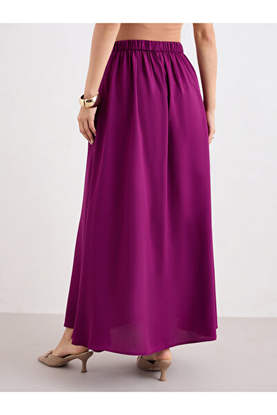 Styli Plain Maxi Skirt with Side Slit Detail