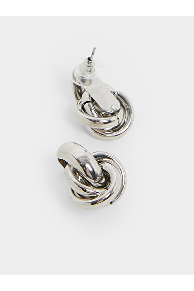 Styli Silver Knot Stud Earrings