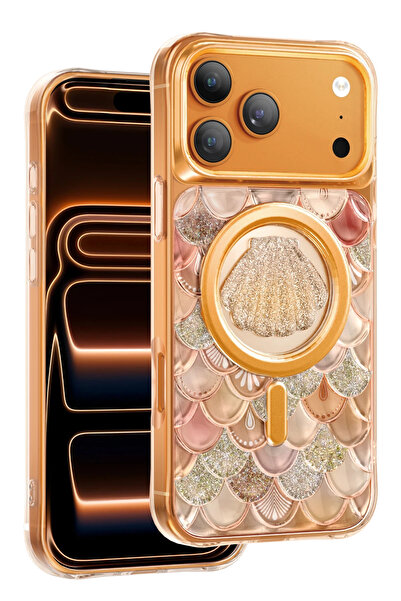 m.tk moveteck iPhone 17 Pro Max Kılıf 3D Tasarım Göz Alıcı Parlaklık Iceland Simli Magsafe Kapak