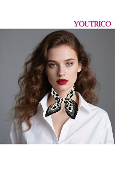 Youtrico 70*70cm 4-Season Square Scarf & Neckerchief - Sun & Wind Protective Polka Dot Crinkle Pleat