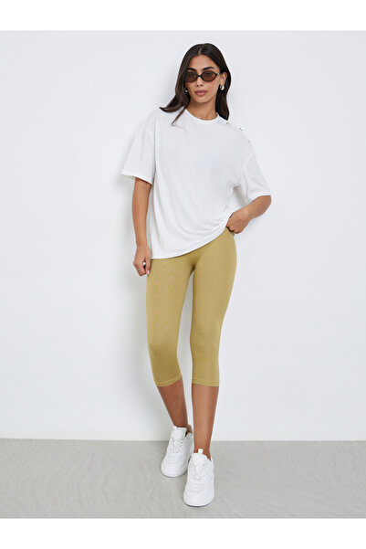Styli Elastic Waistband Basic Capri Length Leggings