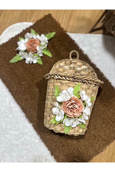 Marrone Kuşlu Kapı Süsü Sepet Ve Paspas 3'lü Set