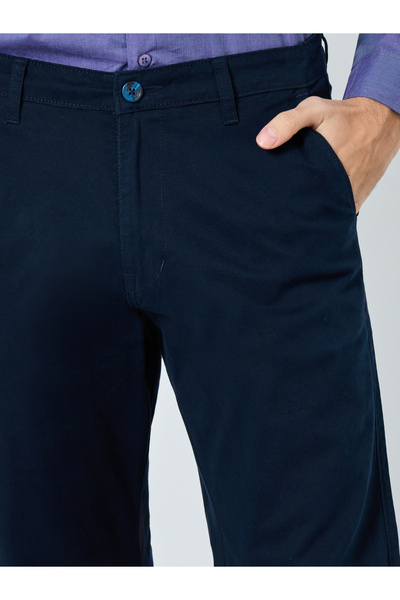 Styli Men Navy Blue Chinos Trousers