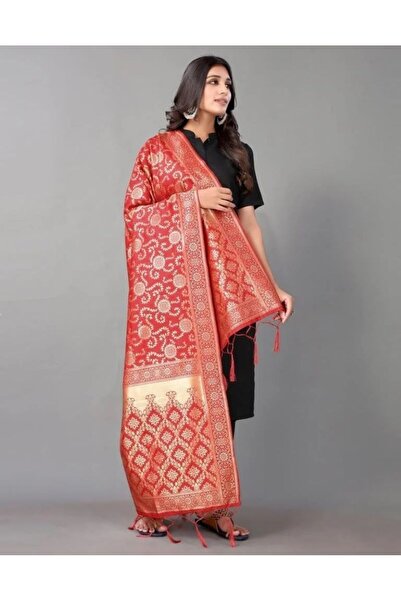 iza Red Jacquard Dupatta