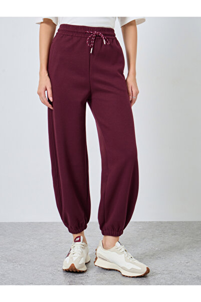 Styli Burgundy Wide Leg Joggers