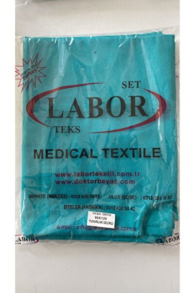 LABOR Ameliyat örtüsü(2ADET)(yeşil keten orta delikli yuvarlak)90cm*120cm