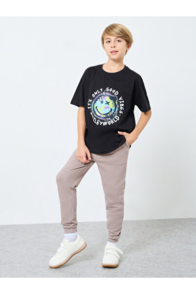 Styli Teens Beige Cotton Knit Ottoman Joggers