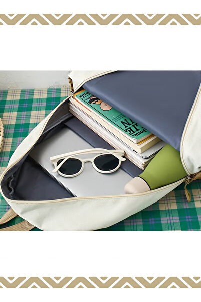 Generic School Backpack, 4 Pcs Canvas Backpack, Handbag, Crossbody Bag & Pen Case Bookbag with Pendant