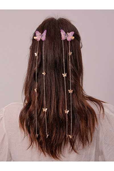 Take Two By Styli مجموعة من قطعتين - مشبك شعر على شكل فراشة