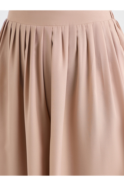 Styli Flowy Wide Leg Pants with Half Elastic Waistband