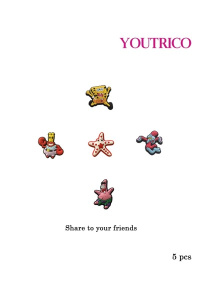 Youtrico 5 Pieces Cartoon Character Shoe Buckle - Cute Slipper Ornament