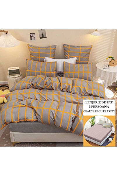 Patul Single Duvet Cover Set , Sulfur, Satin Cotton , Stretchy sheet 140x200,...