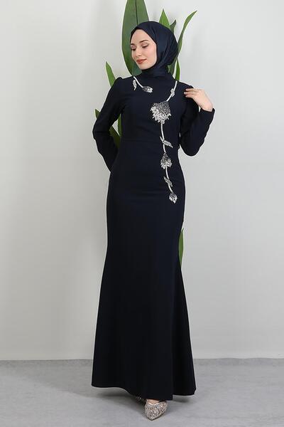 GİYZAMİLA Badem Abiye Koyu Lacivert