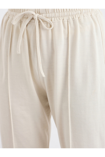 Styli Cream Boot Flared Joggers with Pintuck Detail