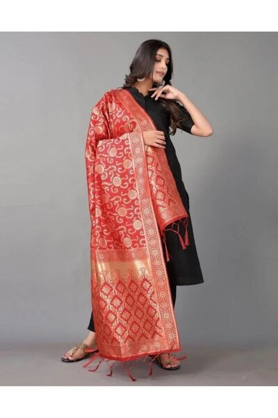 iza Red Jacquard Dupatta
