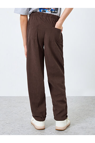 Styli Teens Brown Corduroy Straight Leg Pants