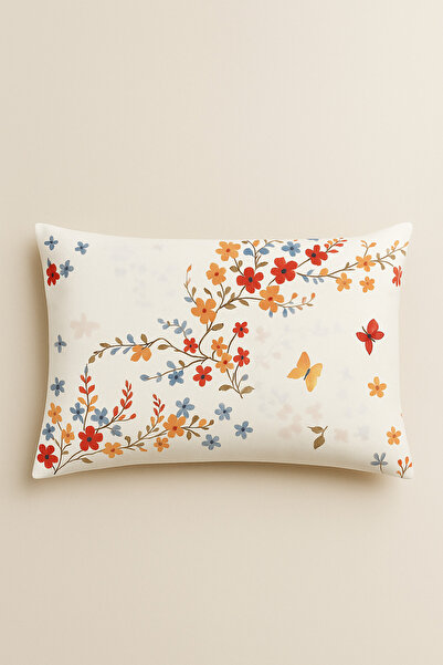 Bonny Home Butterfly Red Patterned 2-Piece Pillowcase Cotton Fabric Zippered