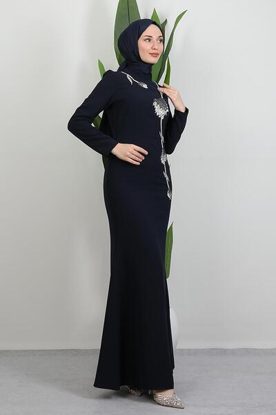 GİYZAMİLA Badem Abiye Koyu Lacivert