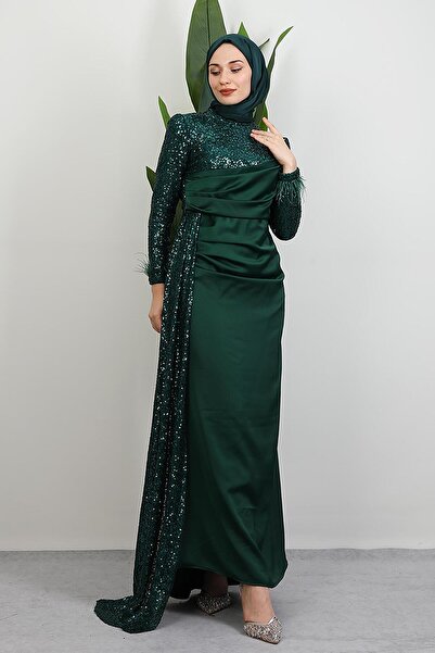 GİYZAMİLA Helin Saten Abiye Zümrüt