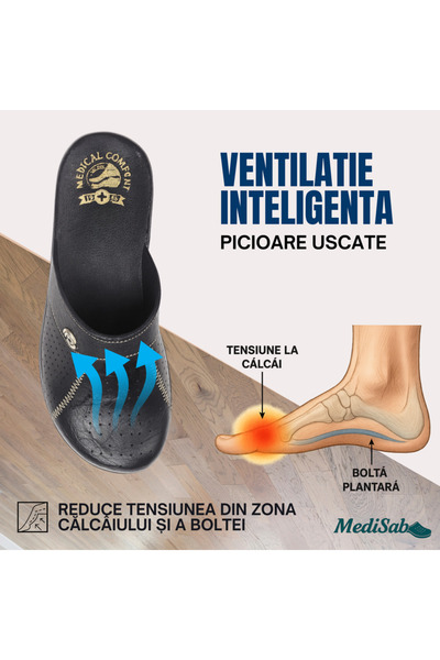 MediSab Ultra light anatomical medical clogs, eco-leather, BLACK color -103i