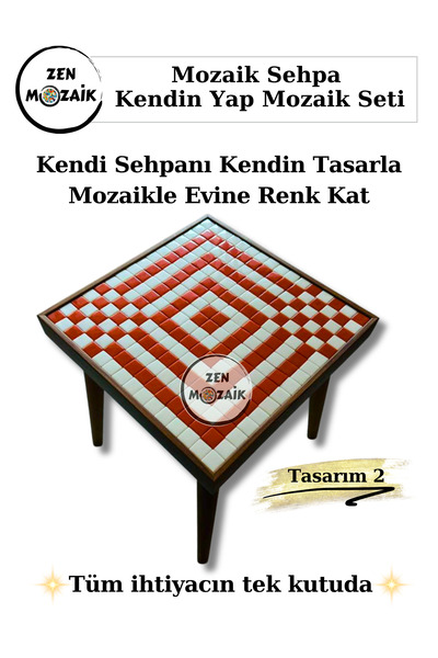Zen Mozaik Kendin Yap Mozaik Sehpe Seti - Kendi Sehpanı Kendin Tasarla, Evine...
