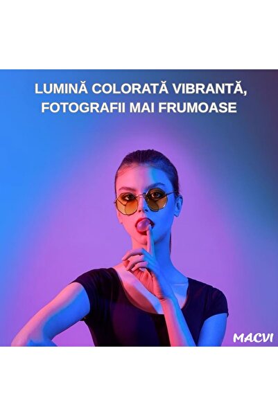 MACVI ® 36cm RGB LED Ring Light, 20 light modes, phone holder, USB cable, remote, dimmable.