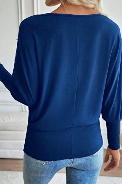 Mossta Crew Neck Pearl Viscose Blouse - Saks