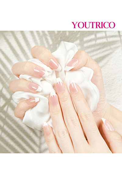Youtrico أظافر صناعية للسيدات، أظافر صناعية على شكل طرف فرنسي، مناسبة للارتدا...