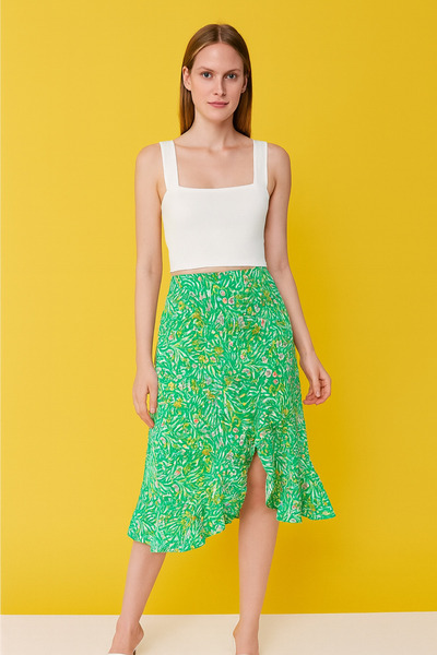 ŞIK VE MUTLU Bürümcük Slit Midi Skirt