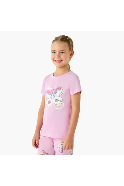Juniors Butterfly Print T-shirt and Pyjama Set