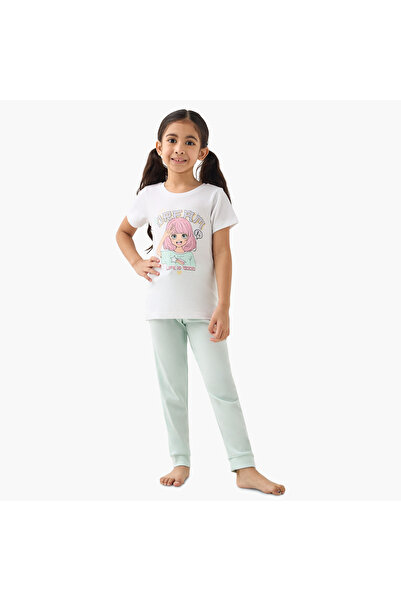 Juniors Anime Print T-shirt and Pyjamas Set