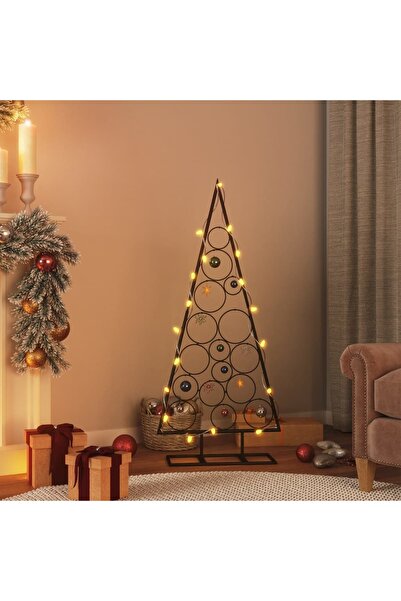 vidaxl شجرة عيد الميلاد المعدنية للزينة باللون الأسود 125 سم