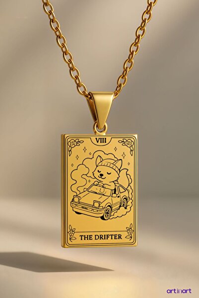 ArtinArt قلادة التاروت المتجولة |   قلادة من الفولاذ المقاوم للصدأ باللون الذهبي