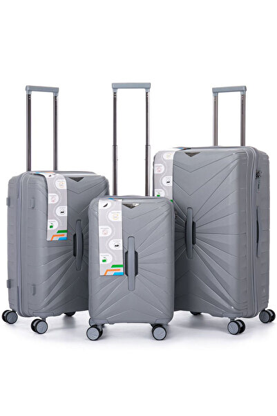 PK PARTNER 3 PIECE TRAVEL TRUNK TROLLEY LUGGAGE AND SUITCASE CABIN APPROVED BAG WITH BEAUTY CASE PP MATERIAL 36