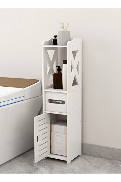 Generic خزانة تخزين عمودية قائمة بذاتها مع باب وأرفف مفتوحة