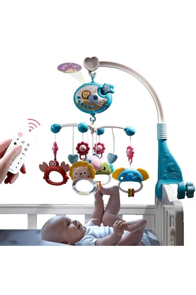 COOYA Baby Crib Mobile with Music and Light, Crib Toy with Remote Control & Timing Function, Projector R