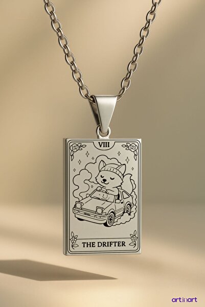 ArtinArt قلادة التاروت المتجولة |   قلادة من الفولاذ المقاوم للصدأ باللون الفضي