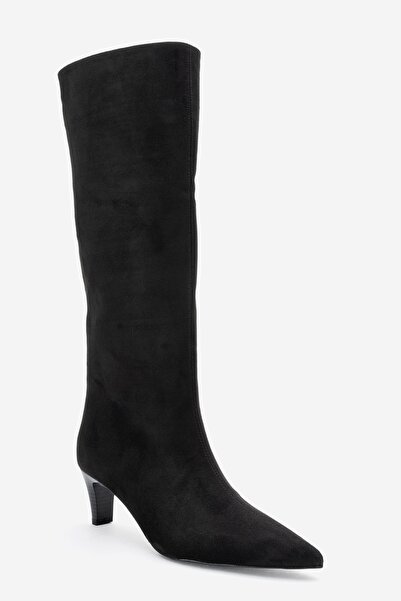 LuviShoes Armelia Black Suede Women's Short Heeled Boots