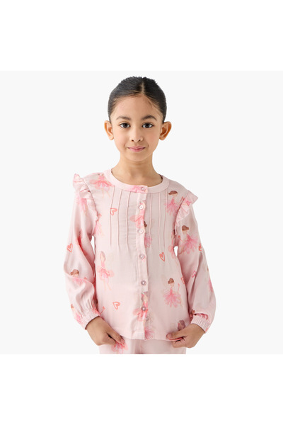 Juniors All-Over Ballerina Print Top and Pyjama Set
