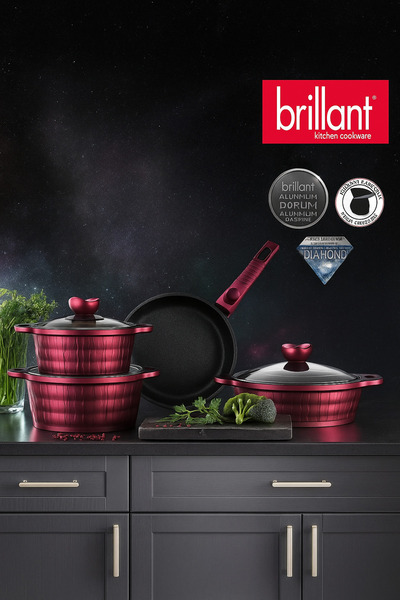 FODİS Brillant 4-Piece Granite Cast Cookware Set Red High Quality Stainless Cast
