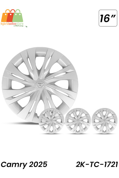 Toyota Camry مجموعة من 4 أغطية عجلات مقاس 16 بوصة من طراز 2025، أغطية محور بديلة متينة من بلاستيك ABS، رقم 2K-TC-1721